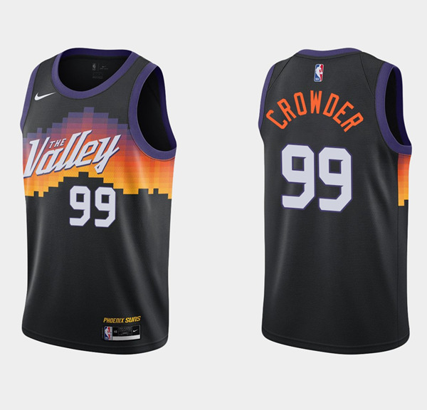 Men's Phoenix Suns #99 Jae Crowder Black City Edition Stitched Jersey